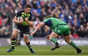 15 April 2017; Ross Byrne of Leinster in action against Finlay Bealham of Connacht during the Guinness PRO12 Round 20 match between Connacht and Leinster at the Sportsground in Galway. Photo by Stephen McCarthy/Sportsfile