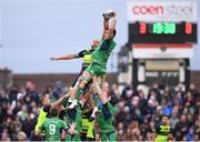 15 April 2017; Quinn Roux of Connacht and Hayden Triggs of Leinster during the Guinness PRO12 Round 20 match between Connacht and Leinster at the Sportsground in Galway. Photo by Stephen McCarthy/Sportsfile