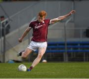 15 April 2017; Peter Cooke of Galway kicks a free during the EirGrid GAA Football All-Ireland U21 Championship Semi-Final match between Galway and Kerry at Cusack Park in Ennis, Co Clare. Photo by Ray McManus/Sportsfile
