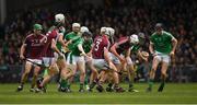 16 April 2017; Gearoid McInerney of Galway wins possession ahead of James Ryan of Limerick during the Allianz Hurling League Division 1 Semi-Final match between Limerick and Galway at the Gaelic Grounds in Limerick. Photo by Ray McManus/Sportsfile