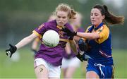 16 April 2017; Niamh Butler of Wexford in action against Aisling MacAuliffe of Roscommon during the Lidl Ladies Football National League Division 3 Semi-Final match between Wexford and Roscommon at Clane GAA Club in Clane, Co Kildare. Photo by Piaras Ó Mídheach/Sportsfile