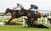 16 April 2017; Augusta Kate, right, with David Mullins up, jump the last alongside Let's Dance, with Ruby Walsh up, who finished second, on their way to winning the Irish Stallion Farms European Breeders Fund Mares Novice Hurdle Championship Final during the Fairyhouse Easter Festival at Fairyhouse Racecourse in Ratoath, Co Meath. Photo by Cody Glenn/Sportsfile