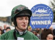 16 April 2017; Jockey David Mullins after winning the Irish Stallion Farms European Breeders Fund Mares Novice Hurdle Championship Final on Augusta Kate during the Fairyhouse Easter Festival at Fairyhouse Racecourse in Ratoath, Co Meath. Photo by Seb Daly/Sportsfile