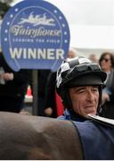16 April 2017; Jockey Davy Russell after winning the BoyleSports Novice Handicap Steeplechase on Hurricane Ben during the Fairyhouse Easter Festival at Fairyhouse Racecourse in Ratoath, Co Meath. Photo by Seb Daly/Sportsfile