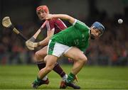 16 April 2017; Mike Casey of Limerick in action against Conor Whelan of Galway during the Allianz Hurling League Division 1 Semi-Final match between Limerick and Galway at the Gaelic Grounds in Limerick. Photo by Ray McManus/Sportsfile