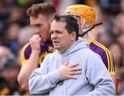 16 April 2017; Wexford manager Davy Fitzgerald during the National Anthem prior to the Allianz Hurling League Division 1 Semi-Final match between Wexford and Tipperary at Nowlan Park in Kilkenny. Photo by Stephen McCarthy/Sportsfile