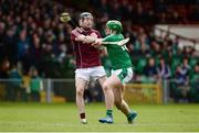16 April 2017; Shane Dowling of Limerick in action against Padraic Mannion of Galway during the Allianz Hurling League Division 1 Semi-Final match between Limerick and Galway at the Gaelic Grounds in Limerick. Photo by Diarmuid Greene/Sportsfile