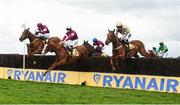 16 April 2017; Eventual winner Road To Respect, far left, with Bryan Cooper up, jump the fourth on their first time round alongside Yorkhill, far right, with Ruby Walsh up, who finished second, and Attribution, centre, with David Mullins up, during the Ryanair Gold Cup Novice Steeplechase during the Fairyhouse Easter Festival at Fairyhouse Racecourse in Ratoath, Co Meath. Photo by Cody Glenn/Sportsfile