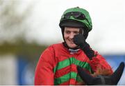16 April 2017; Jockey Barry Browne gives the thumbs-up after winning the Agnelli Motor Park Rated Novice Steeplechase on Killaro Boy during the Fairyhouse Easter Festival at Fairyhouse Racecourse in Ratoath, Co Meath. Photo by Seb Daly/Sportsfile
