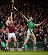 16 April 2017; Daithi Burke of Galway in action against Gearoid Hegarty of Limerick during the Allianz Hurling League Division 1 Semi-Final match between Limerick and Galway at the Gaelic Grounds in Limerick. Photo by Diarmuid Greene/Sportsfile