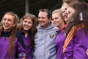 16 April 2017; Wexford manager Davy Fitzgerald poses for a photograph with members of the Wexford U16 camogie team following the Allianz Hurling League Division 1 Semi-Final match between Wexford and Tipperary at Nowlan Park in Kilkenny. Photo by Stephen McCarthy/Sportsfile
