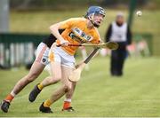16 April 2017; James McNaughton of Antrim in action against John Corvan of Armagh during the Ulster GAA Hurling Senior Championship Final match between Antrim and Armagh at the Derry GAA Centre of Excellence in Owenbeg, Derry. Photo by Oliver McVeigh/Sportsfile
