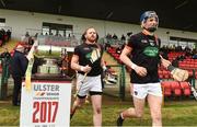 16 April 2017; David Carvill of Armagh leads his team out before the Ulster GAA Hurling Senior Championship Final match between Antrim and Armagh at the Derry GAA Centre of Excellence in Owenbeg, Derry. Photo by Oliver McVeigh/Sportsfile