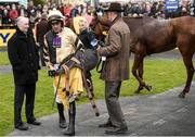 16 April 2017; Jockey Ruby Walsh leaves the parade ring past Trainer Willie Mullins after finishing second on Yorkhill, right, in the Ryanair Gold Cup Novice Steeplechase during the Fairyhouse Easter Festival at Fairyhouse Racecourse in Ratoath, Co Meath. Photo by Cody Glenn/Sportsfile
