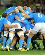 2 October 2011; Mike Ross, Ireland, pushes against the Italian pack. 2011 Rugby World Cup, Pool C, Ireland v Italy, Otago Stadium, Dunedin, New Zealand. Picture credit: Brendan Moran / SPORTSFILE
