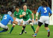 2 October 2011; Paul O'Connell, Ireland, supported by team-mate Donncha O'Callaghan, in action against Italy. 2011 Rugby World Cup, Pool C, Ireland v Italy, Otago Stadium, Dunedin, New Zealand. Picture credit: Brendan Moran / SPORTSFILE