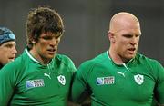 2 October 2011; Donncha O'Callaghan, left, and Paul O'Connell, Ireland. 2011 Rugby World Cup, Pool C, Ireland v Italy, Otago Stadium, Dunedin, New Zealand. Picture credit: Brendan Moran / SPORTSFILE