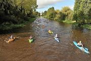 8 October 2011; A general view of competitors in action on the Straffan weir, Co. Kildare, during the 2011 Liffey Descent, Kildare - Dublin. Picture credit: Barry Cregg / SPORTSFILE
