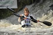 8 October 2011; Edward Cox and Edward Rutherford, BCU Canoe Club, England, in action in the Senior Racing Kayak Doubles K2 on the Lucan weir, Co. Dublin, during the 2011 Liffey Descent, Kildare - Dublin. Picture credit: Barry Cregg / SPORTSFILE