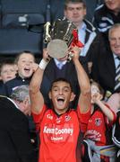 9 October 2011; Oulart-the Ballagh captain Keith Rossiter lifts the cup. Pettitts Wexford Senior Hurling Championship Final 2011, Oulart-the Ballagh v Rathnure, Wexford Park, Wexford. Picture credit: Matt Browne / SPORTSFILE