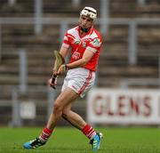 9 October 2011; Liam Watson, Loughgiel Shamrocks, scoring a goal from a free. AIB GAA Hurling Ulster Senior Club Championship Semi-Final, Loughgiel v  Dungiven Kevin Lynchs, Casement Park, Belfast, Co. Antrim. Picture credit: Oliver McVeigh / SPORTSFILE