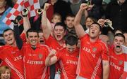 9 October 2011; Edenderry players celebrate after victory over Clara. Tullamore Court Hotel Senior Football Final, Clara v Edenderry, O'Connor Park, Tullamore, Co. Offaly. Picture credit: Diarmuid Greene / SPORTSFILE