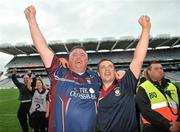 9 October 2011; Westmeath manager Peter Leahy, left, celebrates with selector Alan Mangan after the match. TG4 All-Ireland Ladies Intermediate Football Championship Final Replay, Cavan v Westmeath, Croke Park, Dublin. Picture credit: Brian Lawless / SPORTSFILE