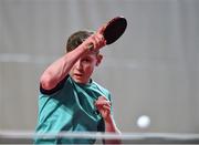 15 April 2017; Owen Cathcart of Ireland in action against Adrian Wetzel of Norway during the European Table Tennis Championships Final Qualifier match between Ireland and Norway at the National Indoor Arena in Dublin. Photo by Matt Browne/Sportsfile