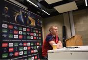 17 April 2017; Keith Earls of Munster speaking during a press conference at the University of Limerick in Limerick. Photo by Diarmuid Greene/Sportsfile