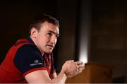 17 April 2017; Tommy O’Donnell of Munster speaking during a press conference at the University of Limerick in Limerick. Photo by Diarmuid Greene/Sportsfile