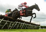 17 April 2017; Dandy Mag, with Paul Townend up, who finished second, jump the last ahead of eventual winner Project Bluebook, with Barry Geraghty up, in the Avoca Dunboyne Juvenile Hurdle during the Fairyhouse Easter Festival at Fairyhouse Racecourse in Ratoath, Co Meath. Photo by Cody Glenn/Sportsfile
