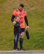 17 April 2017; Munster supporter Callum Hughes, aged 10, takes a selfie with Peter O'Mahony of Munster before squad training at the University of Limerick in Limerick. Photo by Diarmuid Greene/Sportsfile