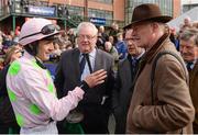17 April 2017; Jockey Ruby Walsh, left, and trainer Willie Mullins, right, after winning the Keelings Irish Strawberry Hurdle with Renneti during the Fairyhouse Easter Festival at Fairyhouse Racecourse in Ratoath, Co Meath. Photo by Seb Daly/Sportsfile