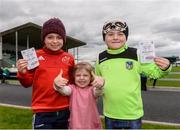 17 April 2017; Limerick FC supporters, from left to right, Beau Greene, aged 9, Ebba Greene, aged 3, and Eli Greene, aged 7, from Pallasgreen, Co. Limerick ahead of the EA Sports Cup second round match between Limerick FC and Cork City at The Markets Field in Limerick. Photo by Diarmuid Greene/Sportsfile