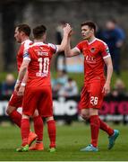 17 April 2017; Garry Buckley of Cork City, right, celebrates with team-mate Steven Beattie after scoring his side's first goal during the EA Sports Cup second round match between Limerick FC and Cork City at The Markets Field in Limerick. Photo by Diarmuid Greene/Sportsfile