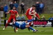 17 April 2017; Bastien Hery of Limerick in action against Steven Beattie of Cork City during the EA Sports Cup second round match between Limerick FC and Cork City at The Markets Field in Limerick. Photo by Diarmuid Greene/Sportsfile