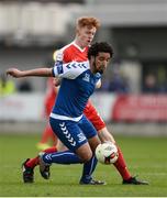 17 April 2017; Bastien Hery of Limerick in action against Alec Byrne of Cork City during the EA Sports Cup second round match between Limerick FC and Cork City at The Markets Field in Limerick. Photo by Diarmuid Greene/Sportsfile