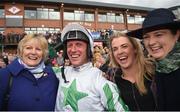 17 April 2017; Jockey Robbie Power celebrates with trainer Jessica Harrington, left, and her daughters Kate Harrington and Emma Galway, right, after winning the Boylesports Irish Grand National Steeplechase on Our Duke during the Fairyhouse Easter Festival at Fairyhouse Racecourse in Ratoath, Co Meath. Photo by Cody Glenn/Sportsfile