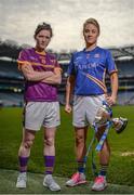 18 April 2017; Division 3 finalists Clara Donelly of Wexford and Samantha Lambert of Tipperary during the Lidl NFL Division 3 & 4 Captains Day at Croke Park in Dublin. Photo by Sam Barnes/Sportsfile