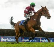 17 April 2017; Roi Des Francs, with Brian O'Connell up, clear the last during the Boylesports Irish Grand National Steeplechase during the Fairyhouse Easter Festival at Fairyhouse Racecourse in Ratoath, Co Meath. Photo by Cody Glenn/Sportsfile