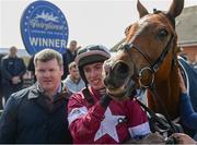 18 April 2017; Potters Point in the winner's enclosure with jockey Jack Kennedy and trainer Gordon Elliott after winning the Flynn Management And Contractors Supporting Ratoath GAA Race Day EBF Beginners Steeplechase during the Fairyhouse Easter Festival at Fairyhouse Racecourse in Ratoath, Co Meath. Photo by Cody Glenn/Sportsfile
