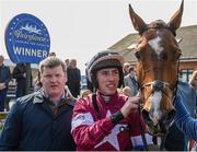 18 April 2017; Jockey Jack Kennedy and trainer Gordon Elliott with Potters Point in the winner's enclosure after the Flynn Management And Contractors Supporting Ratoath GAA Race Day EBF Beginners Steeplechase during the Fairyhouse Easter Festival at Fairyhouse Racecourse in Ratoath, Co Meath. Photo by Cody Glenn/Sportsfile