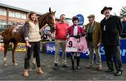18 April 2017; Áine O'Connor with the winning connections of Coldstonesober including owner/trainer JR Finn, second from left, after the Today FM Ladies National Handicap Steeplechase during the Fairyhouse Easter Festival at Fairyhouse Racecourse in Ratoath, Co Meath. Photo by Cody Glenn/Sportsfile