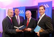 11 October 2011; Uachtarán Chumann Lúthchleas Gael Criostóir Ó Cuana with Paul Rouse, left, Mike Cronin and Mark Duncan, right, Boston College, at the GAA County by County book launch. Croke Park, Dublin. Picture credit: Ray McManus / SPORTSFILE