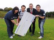 12 October 2011; Pictured at St Josephs GAA Club Ederney, in Fermanagh, were Dearbhaile McHugh, Sean Donnelly, Club Treasurer, St Josephs GAA Club Ederney, Sean Og O hAilpin, Ulster Bank GAA Force Ambassador Nigel Walsh, Regional  Director, Ulster Bank and Sean Donnelly, Club Sectretary St Josephs GAA Club Ederney. St Josephs GAA Club Ederney, in Fermanagh, received a major boost as Ulster Bank announced them as winners of ‘Ulster Bank GAA Force’ – a major club focused initiative supporting local GAA clubs by giving them the opportunity to refurbish and upgrade their facilities. Ulster Bank GAA Force was introduced this summer to coincide with Ulster Bank’s sponsorship of the GAA Football All-Ireland Championships. St Josephs GAA Club was awarded a support package worth €22,000. Four runners up were also awarded support packages worth €5,000. St. Joseph's GAA Club, Drumkeen, Ederney, Co. Fermanagh. Picture credit: Oliver McVeigh / SPORTSFILE