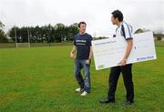 12 October 2011; Pictured at St Josephs GAA Club Ederney, in Fermanagh, were Sean Og O hAilpin, right, Ulster Bank GAA Force Ambassador, and Sean Donnelly, Club Sectretary St Josephs GAA Club Ederney. St Josephs GAA Club Ederney, in Fermanagh, received a major boost as Ulster Bank announced them as winners of ‘Ulster Bank GAA Force’ – a major club focused initiative supporting local GAA clubs by giving them the opportunity to refurbish and upgrade their facilities. Ulster Bank GAA Force was introduced this summer to coincide with Ulster Bank’s sponsorship of the GAA Football All-Ireland Championships. St Josephs GAA Club was awarded a support package worth €22,000. Four runners up were also awarded support packages worth €5,000. St. Joseph's GAA Club, Drumkeen, Ederney, Co. Fermanagh. Picture credit: Oliver McVeigh / SPORTSFILE