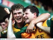 20 September 1992; Donegal's Tony Boyle, left and team-mate Manus Boyle celebrate after the game. All Ireland Football Championship Final, Dublin v Donegal, Croke Park, Dublin. Picture credit; Ray McManus / SPORTSFILE