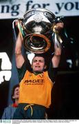 20 September 1992; Donegal captain Anthony Molloy lifts the Sam Maguire Cup after victory over Dublin in the final. All Ireland Football Championship Final, Dublin v Donegal, Croke Park, Dublin. Picture credit; Ray McManus / SPORTSFILE