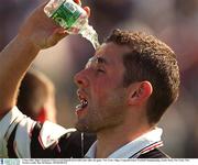 5 May 2002; Sligo's Eamonn O'Hara cools himself down with water after the game. New York v Sligo, Connacht Senior Football Championship, Gaelic Park, New York, USA. Picture credit; Ray McManus / SPORTSFILE