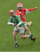 19 April 2017; Colm Leahy representing Killeagh GAA Club, Co. Cork, in action against Cormac Bolger, left, and Oisín O'Neill representing Ballyduff Lower GAA Club, Co. Waterford, during the Go Games Provincial Days in partnership with Littlewoods Ireland Day 5 at Croke Park in Dublin. Photo by Piaras Ó Mídheach/Sportsfile